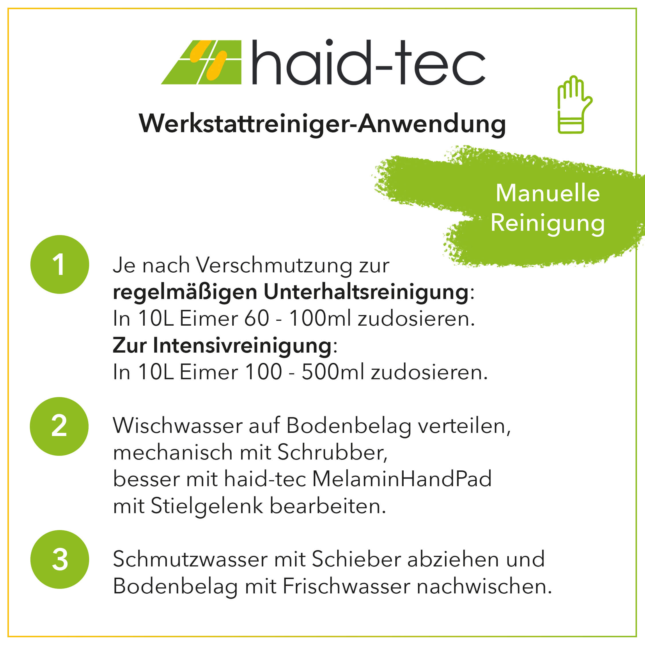 haid-tec Werkstatt Reiniger 1 L, Ölfleckenentferner, Fettfleckenentferner, Industriereiniger - Konzentrat - biologisch abbaubar - made in Germany 