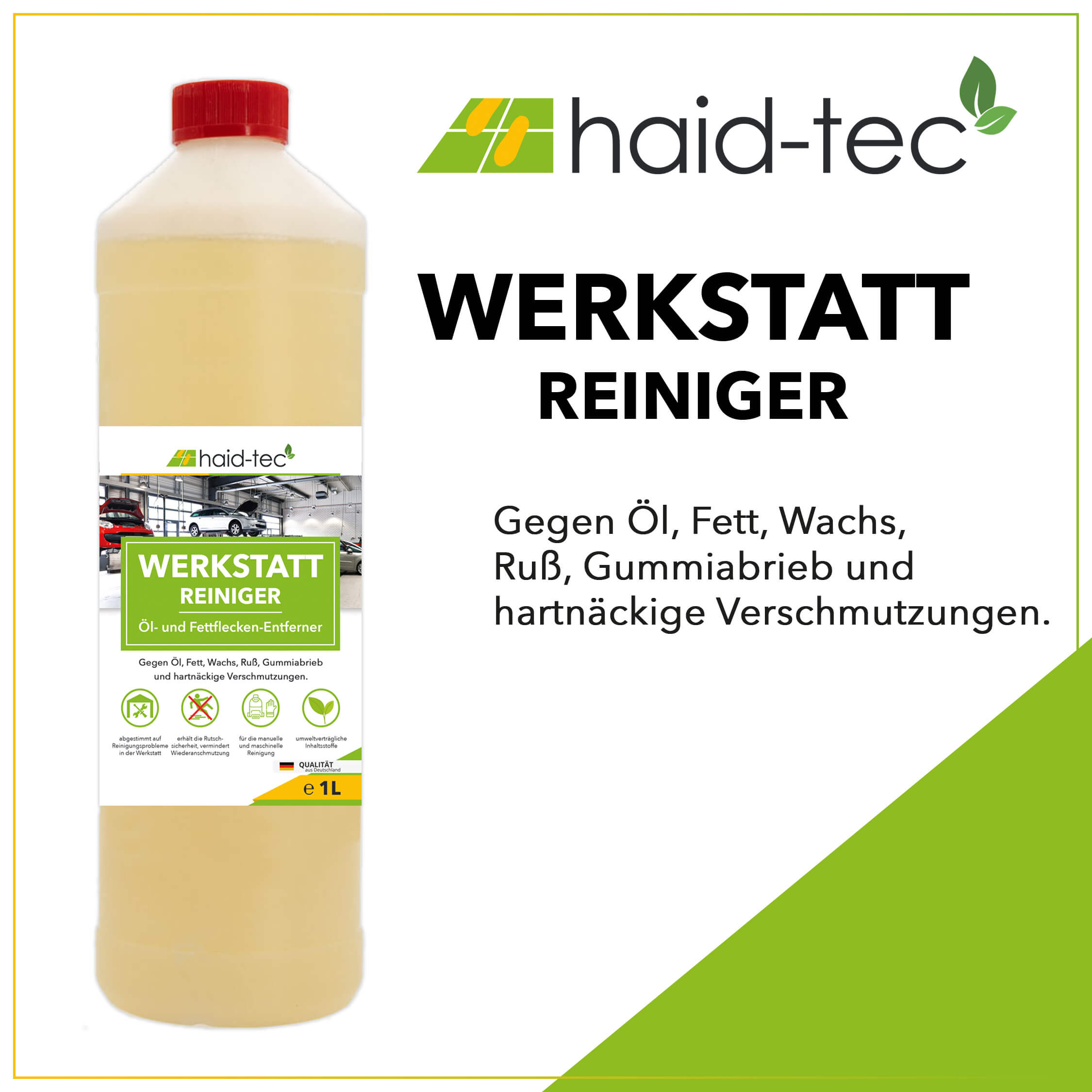 haid-tec Werkstatt Reiniger 5 L, Ölfleckenentferner, Fettfleckenentferner, Industriereiniger - Konzentrat - biologisch abbaubar - made in Germany 