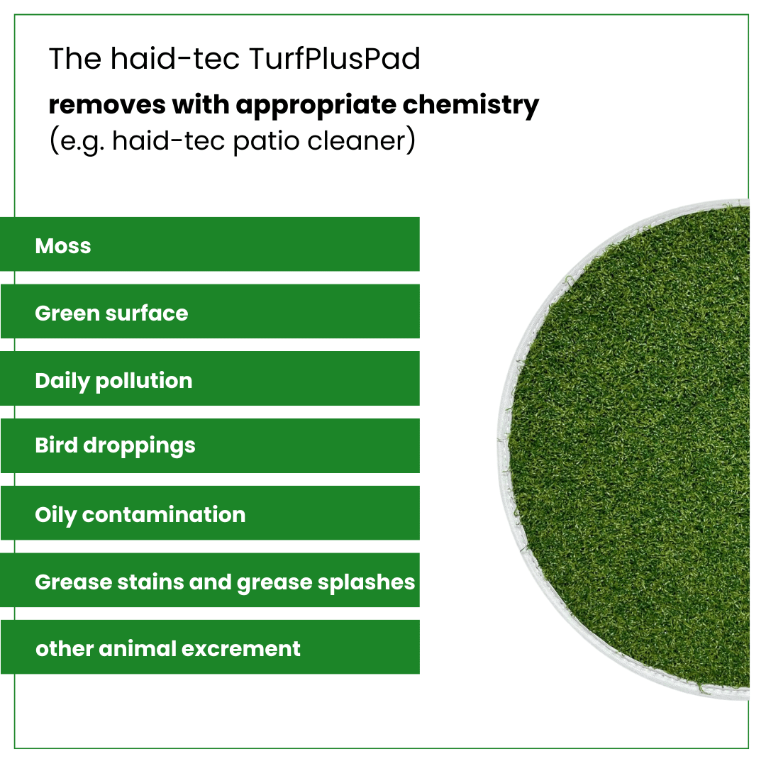 haid-tec TurfPlusPad  for single disc machine - 17inch/430mm grass pad - durablepad for cleaning rough outdoor surfaces, patio and stone cleaning
