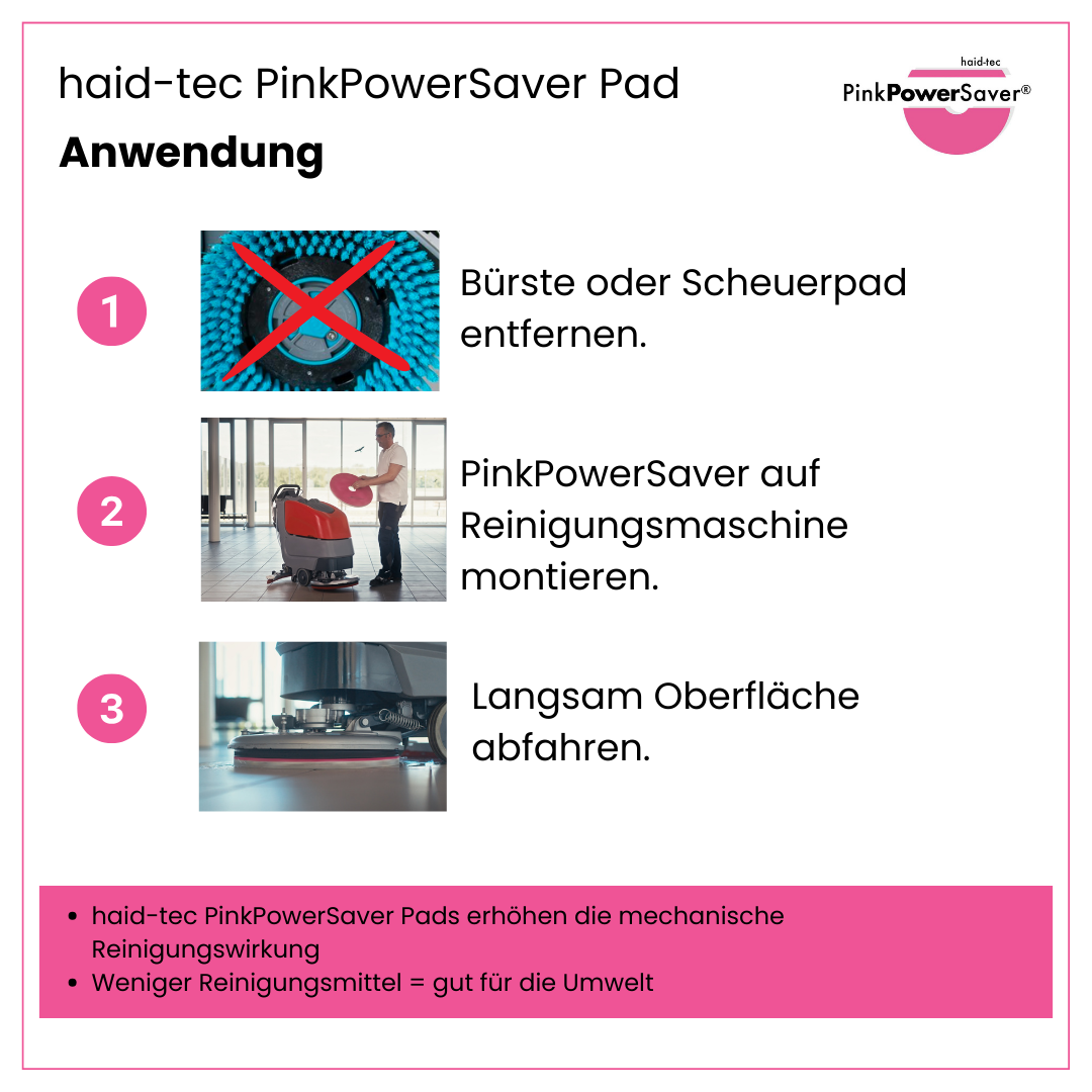 PinkPowerSaver Pad 12Zoll/305mm für Scheuersaugmaschine - Melaminpad für die Intensiv- und Unterhaltsreinigung