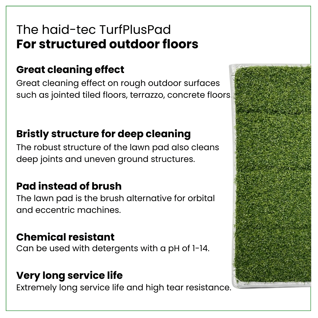haid-tec RasenPlusPad für Exzentermaschine , 25x16cm - Graspad - Langlebiges Pad zum Reinigen von rauen Oberflächen im Außenbereich, Terrassen- und Steinreinigung