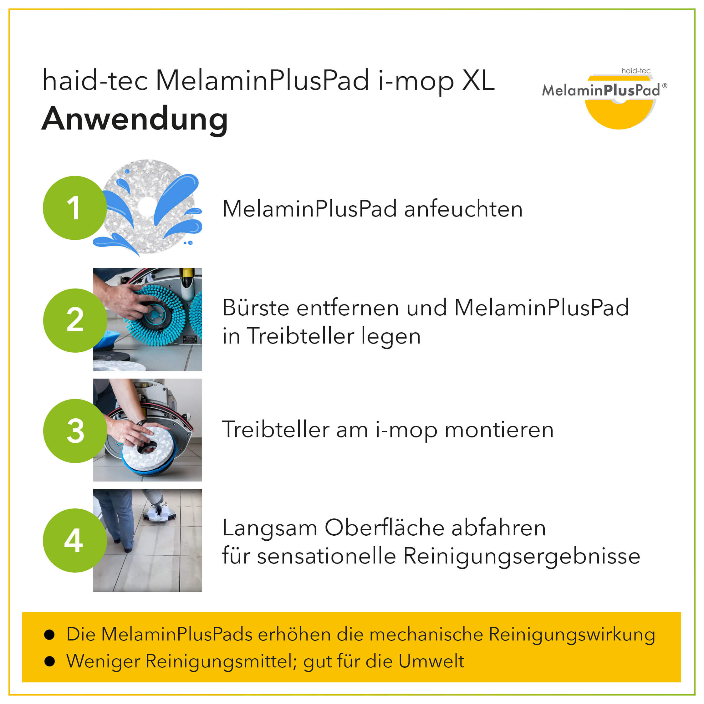 MelaminPlusPad 8inch/203mm pad for i-mop XL - for intensive cleaning and daily cleaning