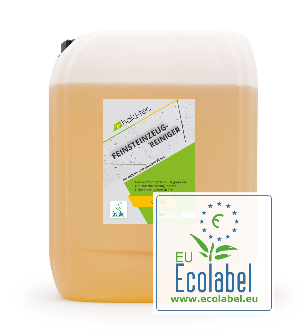 haid-tec Feinsteinzeug Unterhaltsreiniger 10L, Naturstein- und Fliesenreiniger mit Antikalk Formel - ausgezeichnet mit EU ecolabel, biologisch abbaubar