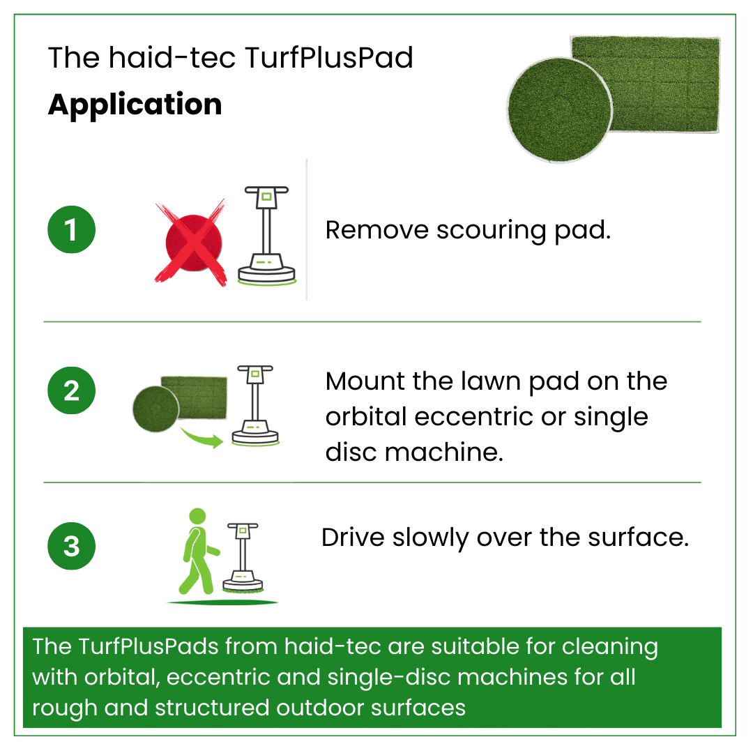 haid-tec TurfPlusPad  for eccentric machine , 25x16cm - grass pad - durable pad for cleaning rough outdoor surfaces, terrace and stone cleaning