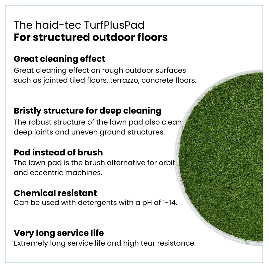 haid-tec TurfPlusPad for the orbital machine - 12inch/305mm grass pad - durablepad for cleaning rough outdoor surfaces, patio and stone cleaning