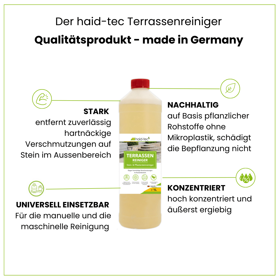 haid-tec Terrassenreiniger 5 L, Stein- und Pflastersteinreiniger - Konzentrat - biologisch abbaubar - made in Germany