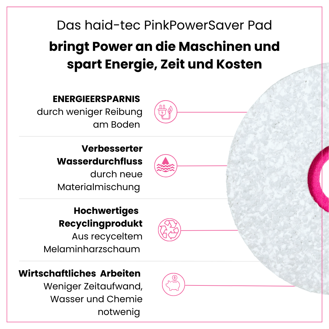 PinkPowerSaver Pad 10Zoll/254mm für i-mop XXL, Pad für Kompakt-Scheuersaugmaschine - Melaminpad für die Intensiv- und Unterhaltsreinigung